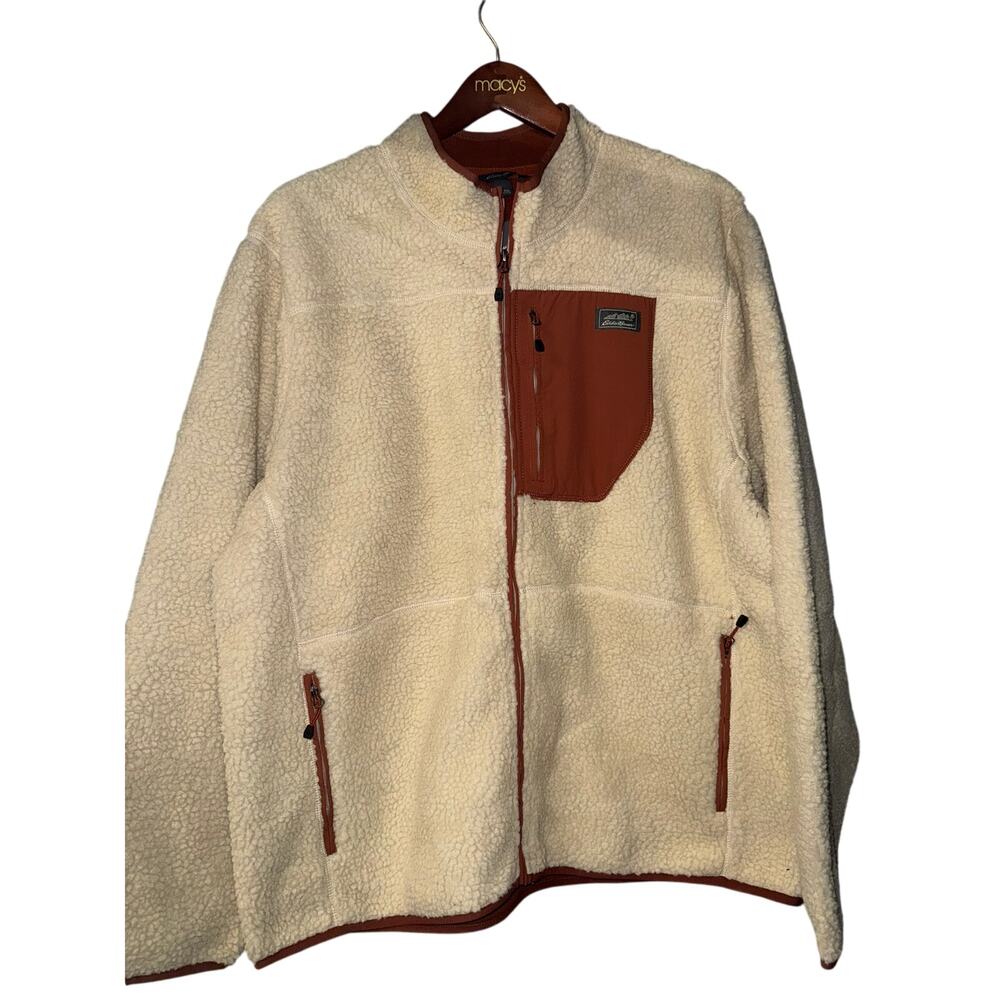NWT Eddie Bauer Men’s Chilali Faux Shearling Fleece Sherpa Jacket Full Zip 2XL